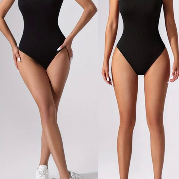 Chic Bodysuit Shapewear Smooth Tummy Control Ribbed knitting Black New - Picture 3 of 4